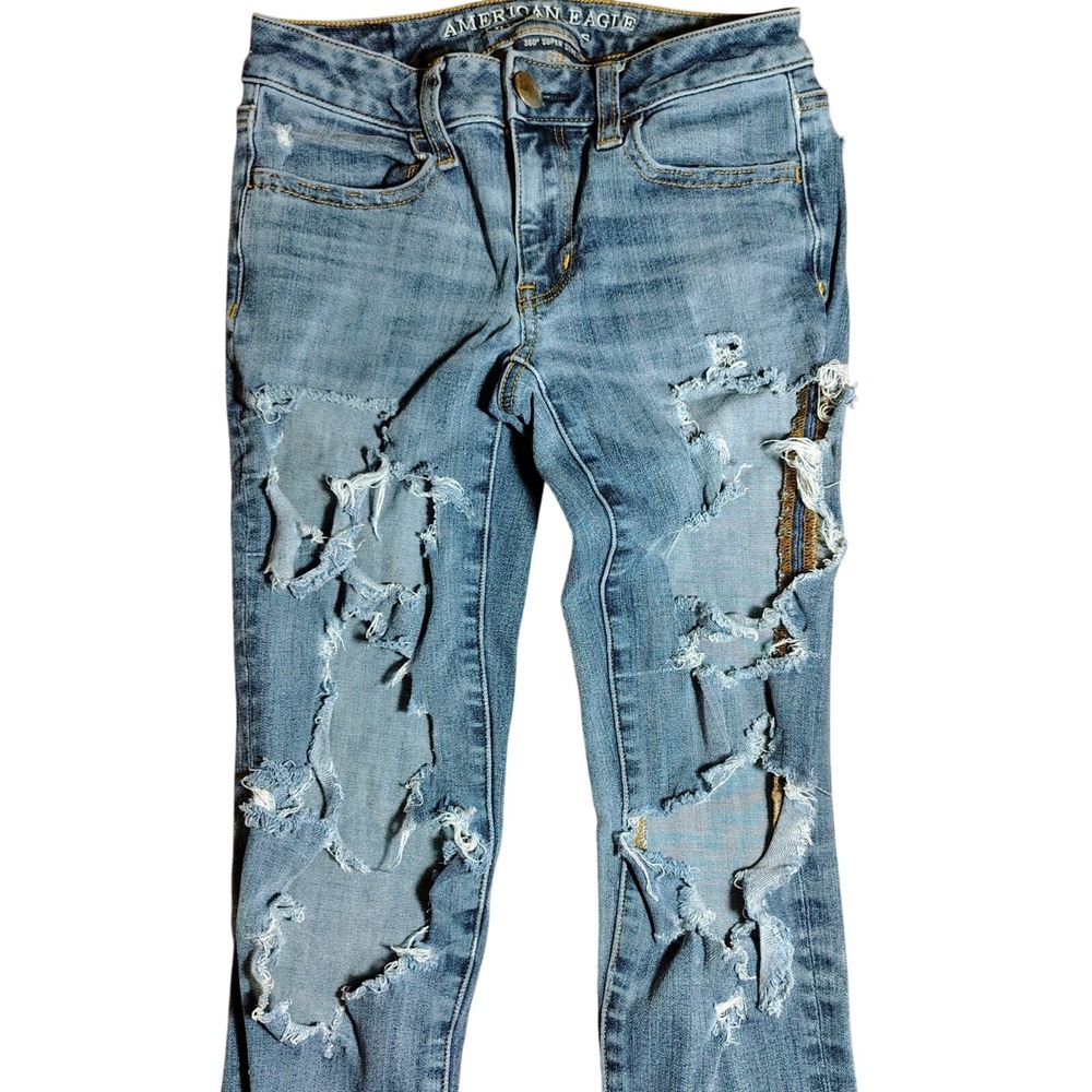 American Eagle Jegging 360 Super Stretch Distressed Ripped Denim Jeans‎ 00 Short